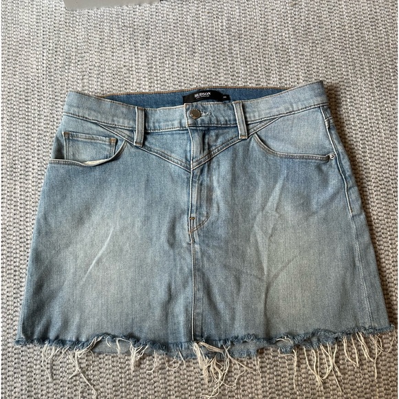 HUDSON Womens Blue Zippered Frayed 5 Pocket Mini Pencil Skirt main image 1